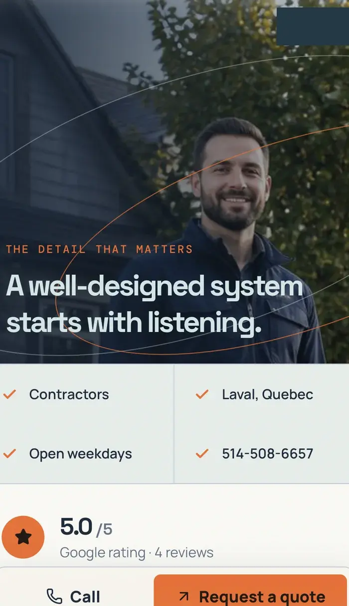 HVAC website service details