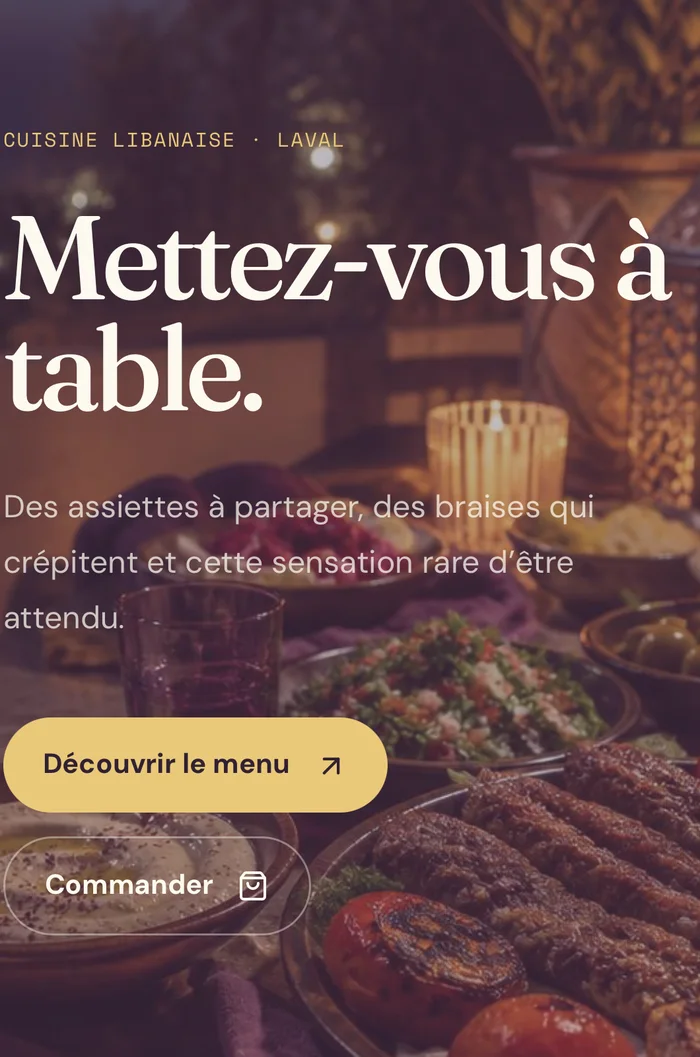 Restaurant website homepage